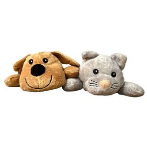 Melissa & Doug GRAY CAT and Tan DOG Plush 10"‎  Laying Stuffed Animals Toys